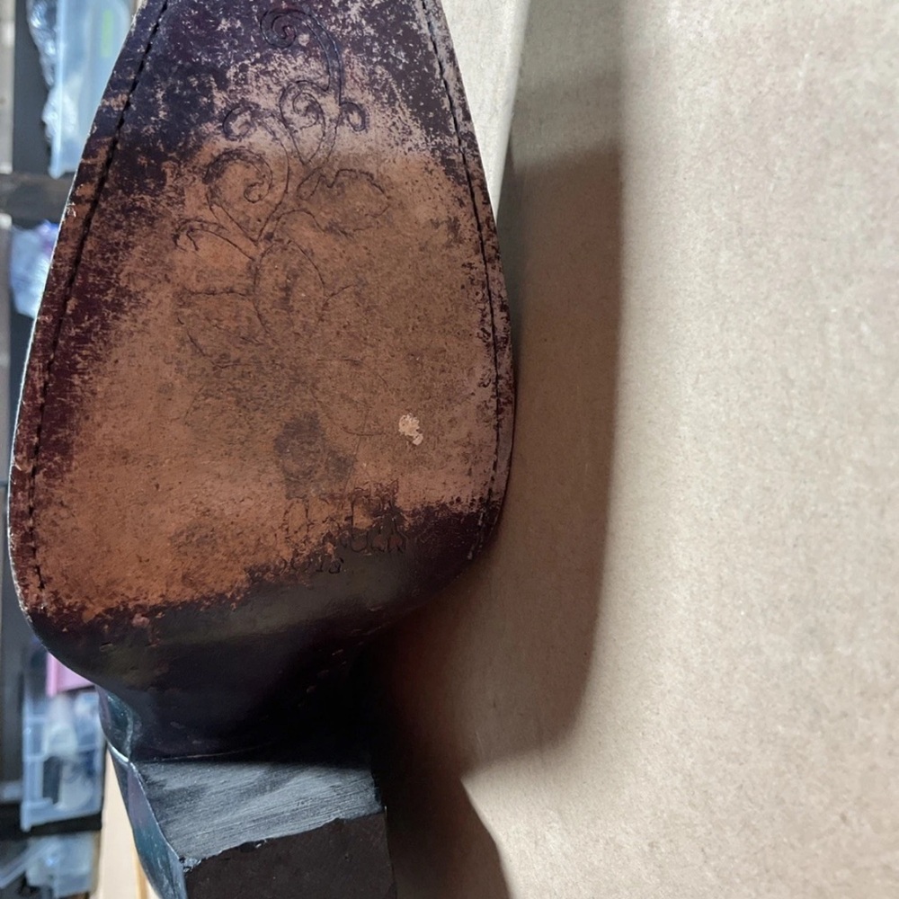 CABORCA Leather Cowboy Boots Women’s Zs 7.5 Black Embroidered - Picture 13 of 15